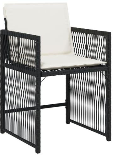 vidaXL Gartenstühle 4 STK., Gartenstuhl mit Kissen, Gartensessel Stuhl für Garten Balkon Terrasse, Sessel Stuhlset Gartenmöbel, Schwarz Poly Rattan