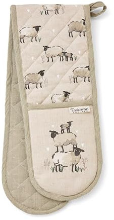 Cooksmart Double Oven Gloves Heat Resistant | British Designed Heat Resistant Oven Gloves | Modern Oven Mitt & Potholder for Home Cooking | Maximum Heat Protection Kitchen Oven Gloves - Highland Sheep