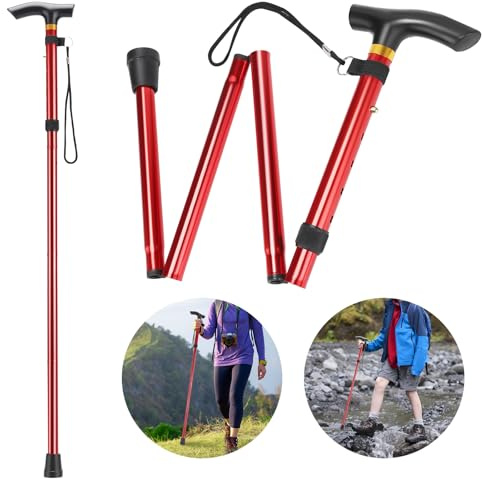 Thlevel Vikbar vikbar promenadkäpp bergstav promenadkäpp vandringskäppar canes justerbar höjd halkfri lätt unisex män kvinnor