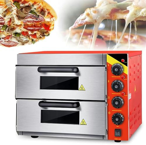 BTURYT Forno Elettrico per Pizza da Appoggio Forno Tostapane Commerciale di Grande capacità con Cassetto per Pizza A Doppio Strato, Timer 120 Minuti, Impostazione della Temperatura 0-350 °C