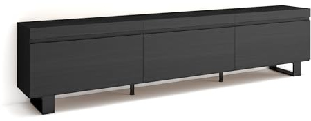 Skraut Home | TV-Schrank, Lowboard | für Wohnzimmer und Esszimmer | 240x57x35 cm | Industriedesign | Moderner Stil | Schwarz