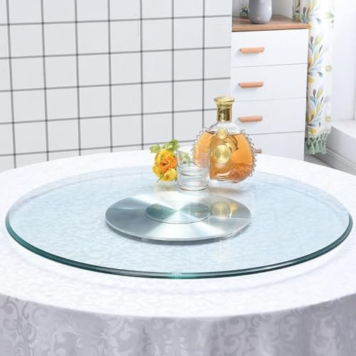 KGAILL Assiette de Service Lazy Susan Plateau Tournant En Verre Trempé 60-110cm Plateau Rotatif pour Table À Manger, Plateau de Service Rotatif 360°(28in/70cm)