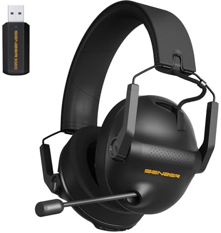 SENZER SG600 Casque Gaming sans Fil,Son Surround 7.1Casque Bluetooth sans Fil avec Microphone 2,4 GHz et Bluetooth 5.3 – Casque de Jeu Pliable pour PC PS5 PS4(Non Compatible Xbox)