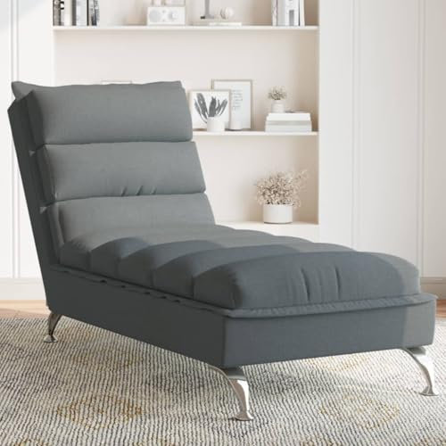 LAPOOH Chaiselongue mit Kissen Dunkelgrau Stoff, Relaxliege Wohnzimmer, Relaxsessel, Lesesessel, Ruhesessel, Bettsofa - 379469