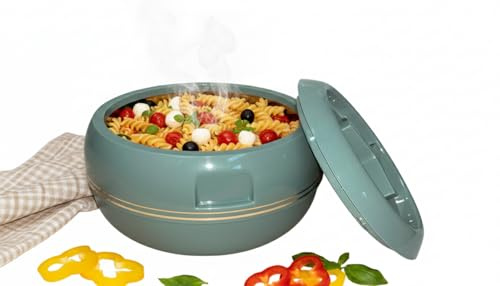 7500ml Large Peacock Colour Insulated Casserole Serving Dishes with Locking Lid Serving Dishes – Double Wall, Stainless Steel, BPA-Free, Hotpot & Chrome Finish for Hot Food Soup/Salad [7.5 Litres]