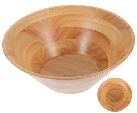 WATIIFUFU Runde Konische Holzschale Stapelbare Obst Salatschüssel Aus Gelbem Gummibaumholz Hitzebeständig Leicht Praktische Servierschale Für Küche Und Snackbereitstellung