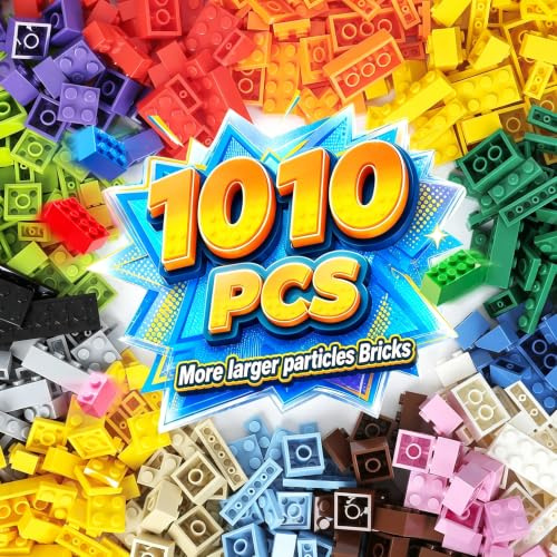 ekuzi 1010 Classic Bausteine Building Blocks, Klassische Basic Steine Nachfüllpacks kompatibel mit Allen führenden Marken- Classic Box Geschenke für Jungen und Mädchen ab 6 Jahren