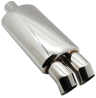 Auspuffrohr Autozubehör Universal-Schalldämpfer Aus Gebranntem Blauem Und Silbernem Edelstahl Doppelter Export 63 Mm Auspuffanlagen Schalldämpferrohr Poliert Auspuffblende(Bend Silver 76MM)
