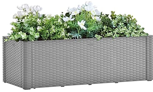 Xichuzi Garten-Hochbeet mit Selbstbewässerungssystem Grau 100x43x33 cm, Palettenrahmen, Hochteich, Gemüsebeet, Kräuterregal Balkon, Blumenbeet, Kräuterspirale, Tomatenbeet, Pflanzhochbeet - 317576