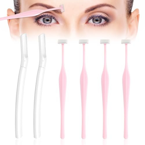 AOZUO 6 Stück Augenbrauen Rasierer Set, Präzision Augenbrauenrasierer für Frauen Gesichtshaarentferner Trimmer Mehrzweck Peeling Gesicht Rasiermesser für Damen und Männer