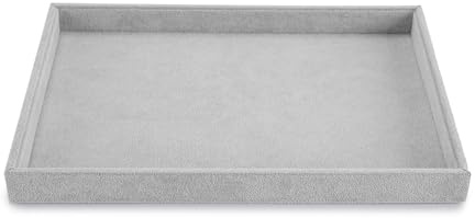Oirlv Elegant Stackable Jewellery Tray Grey Velvet Storage & Display Tray for Rings, Necklaces & Watches, 35x24x3cm