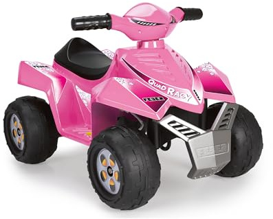 FEBER - Quad Racy Pink 6V, Voiture électrique pour Enfants de 18 Mois à 3 Ans, avec accélérateur, Grandes Roues Robustes pour Plus de stabilité, autonomie 40 Min, Chargeur Inclus, Famosa (FEN50000)