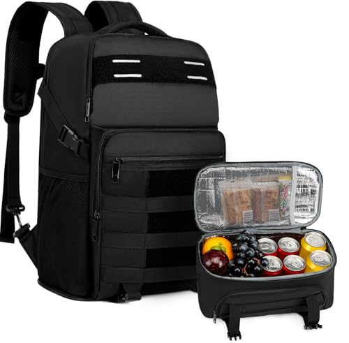 RUCYEN Lunch Backpack, Insulated Cooler Backpack Removable Lunch Box for Men Women, 15.6 Inches RFID Blocking Laptop Backpack Lunch Bag for Work Travel Black (2 pcs)