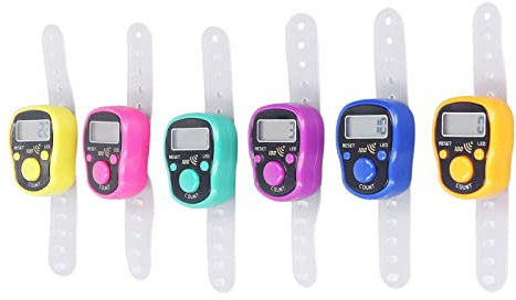 TARSHYRY Clicker -Zähler, Stichzähler 6 -PCs Elektronischer Fingerzähler Leicht Einstellbarer Ringklicker mit LED Light Hand Counter Clicker Zum Strickhäkel