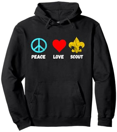 Campeggio Scout Giglio Peace Love Scout segno simbolo Felpa con Cappuccio