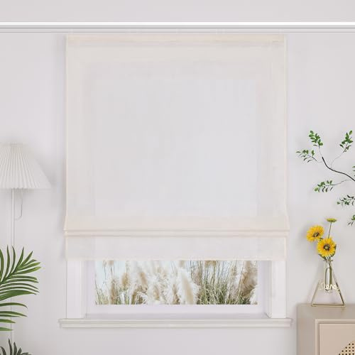 Yujiao Mao halvtransparent rullgardinsrullgardin med kardborreband modern enfärgad fönsterrullgardin av högkvalitativt tyg ogenomskinligt insynsskydd för vardagsrum och sovrum 1 st, beige B x H 100 x
