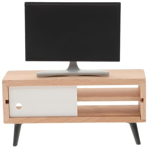 Nolitoy Miniature Television Model With Wooden Cabinet, Miniature Furniture, Dolls House Furniture For Wooden Dolls House Accessories, Room Decoration