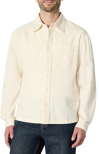 Amazon Essentials Camisa Moderna de Mezclilla con Botones y Corte Extragrande Hombre, Crudo, L