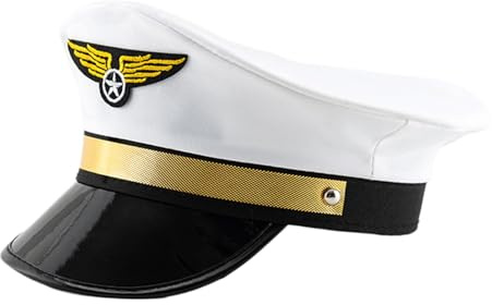 Nbbwwu Piloten Kapitäns Mütze Für Fluggesellschaften, Piloten Mütze Der Marine, Verstellbare Admirals Mützen Für Matrosen, Crew Mütze, Kostüm Kopfbedeckung Als Halloween Kostüm Zubehör