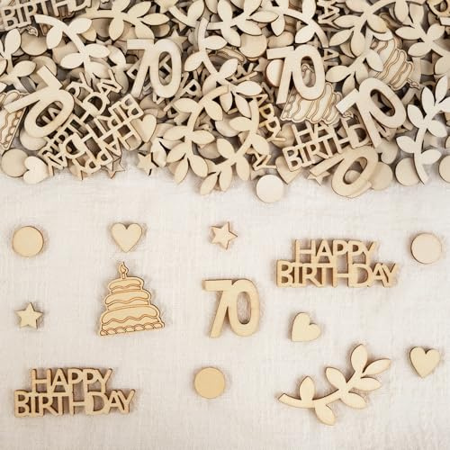 HOLDLEAF 200 Stück Holz Streudeko 70. Geburtstag, Konfetti Geburtstag Deko, Tischdeko für 70. Geburtstagspartys Mann Frau