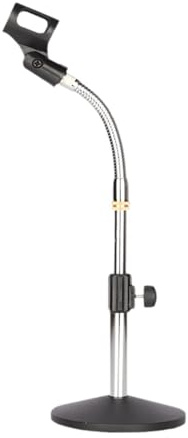 predolo Support de Bureau Col de Cygne, Support de Micro Portable avec Base Ronde pour Podcasts et Réunions, Mèche