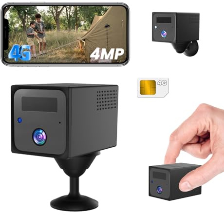 Camera de Surveillance sans Internet, UCOCARE 4MP 4G LTE Camera Carte SIM, Mini Camera 4G, 5200mAh Batterie, Angle Vision 160°, Détection Mouvement AI, 4MP Vision Nocturne