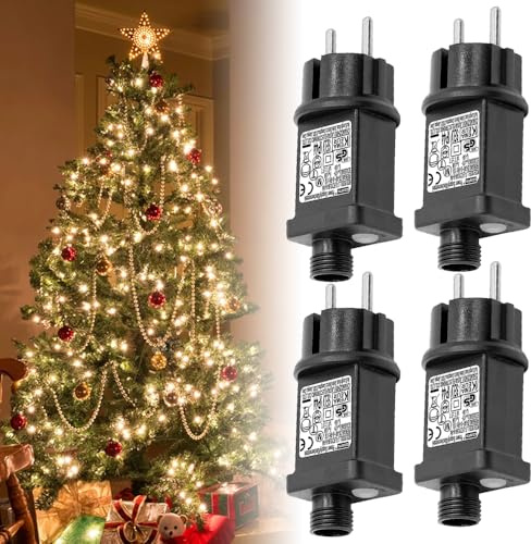 Mineup 4 Pezzi Alimentatore LED 31V, Trasformatore LED con 8 modalità, IP42 Driver adattatore per illuminazione natalizia per luci di stringa all'aperto, luci a rete e luci Icicle