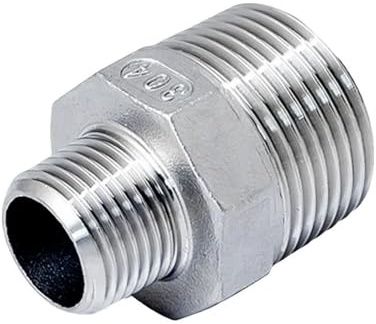 1/8 1/4 3/8 1/2 3/4 1 2 3 4 Male Reducer Hex Nipple 304 Stainless Steel Pipe Fitting Connector Coupler (3l8 to 1l8 Inch) Plumbing Fittings