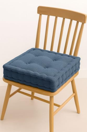 4All Booster Cushion – Firm Seat Riser Cushions for Chair, Thick Armchair & Sofa Booster Cushion, Post Hip Replacement Support 10cm (Navy (Tufted))