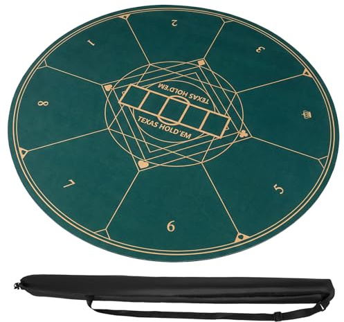 COSTWAY Tapete de Póquer Redondo para Texas Hold'em, Base de Goma Antideslizante Plegable, Bolsa de Transporte, Alfombra de Mesa de Póker de Casino para 8 Jugadores Cartas Blackjack (100 cm)