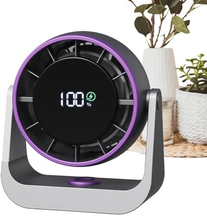 Small Desk Fan,LED Battery Powered Cooling Gadgets - Portable Desktop Fan for Wall | for Living Room Bedroom Kitchen Bathroom Home Dorm Travel Hiking Beach Men Women