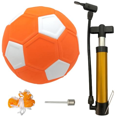 Mbuaopa Curve Ball Football, Swerve Ball Curve Balls Indoor Football Size 5 with Pump and Carry Net for Youth and Adult Players Indoor Outdoor Footballs Training or Game, Orange and White