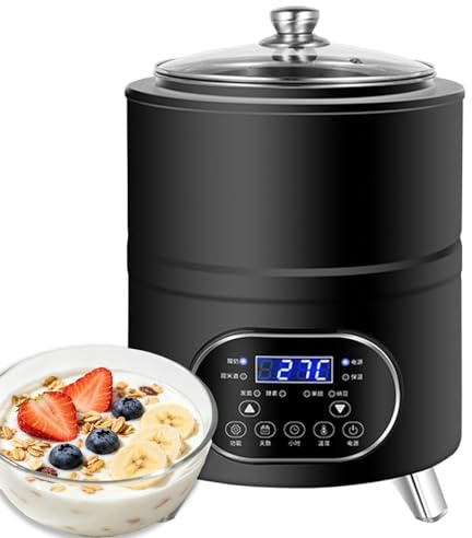 KRYANFEN Yogurtiera 12L Macchina Yogurt con Acciaio Inox 304 e 6 modalità Specializzate per Enzimi e Natto in Cucine Commerciali e Stand Gastronomici di qualità Black-8L