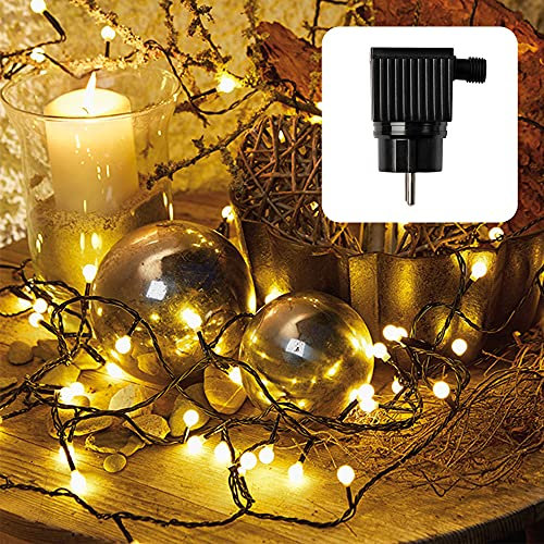 hellum LED Kugel Lichterkette warmweiß, Partybeleuchtung mit 80 LED Perlen, IP44 Außen-Transformator, außen & innen zu Weihnachten, Party-Deko, Garten, Sommer, 560893