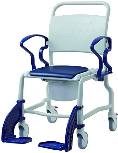 Toiletten-Rollstuhl BOSTON 5 Räder, bis 150Kg, grau/ blau, Toilettenhilfen