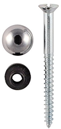 Bulk Hardware BH02166 Vis de miroir avec dôme et rondelles en Chrome plaquée au zinc, 38 mm, Set de 4 Pièces