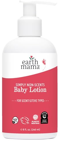 Earth Mama Simply Non-Scents Baby Lotion for Dry Skin - Calendula Cream for Newborn Skin Care - 8 oz - Fragrance Free - Infant Essentials