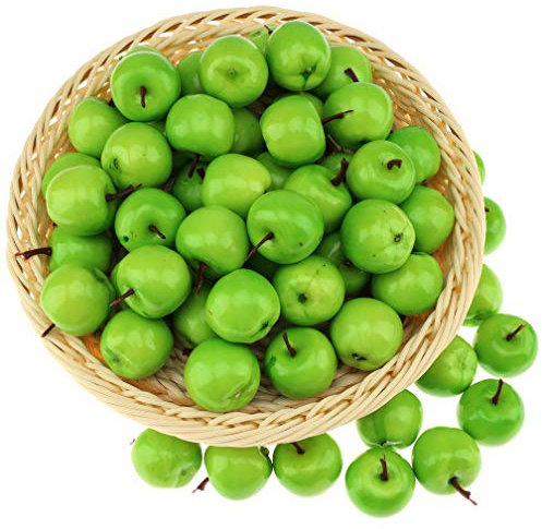 Gresorth 30 Stück Künstliche Lebensechte MINI Grün Apfel Deko Gefälschte Früchte Obst Party Festival Dekoration