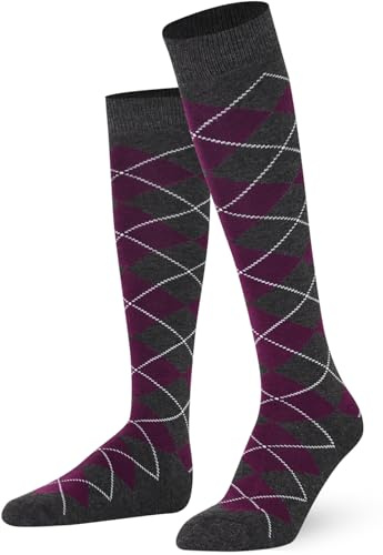 Mysocks Calcetines Unisex Hasta La Rodilla Argyle Antracita púrpura