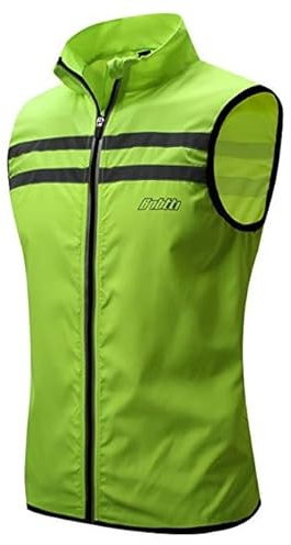 bpbtti Men's Hi-Viz Safety Running Cycling Vest - Windproof and Reflective (X-Large - Chest 45-47, Yellow)