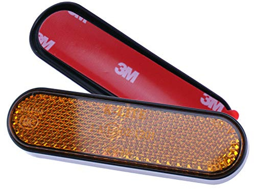 2 x Gabel-Reflektor gelb 3M abgerundet Ø-50mm 100x24mm selbstklebend Katzenauge Roller Quad E-geprüft