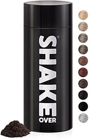 SHAKE OVER Veganes Streuhaar zur Haarverdichtung, Zink angereicherte Fasern | Schütthaar für Frauen und Männer, 30g, Medium Brown, vegane Zink-Fasern, hochwertiges Schütthaar, Made in Europe