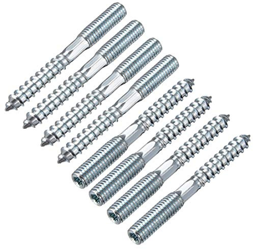 sourcing map M8 Stockschrauben, Länge 70 mm, Doppelkopfschrauben, selbstschneidende Schraube, 8 mm, Holzgelenk, Möbelbeine, 8 Stück
