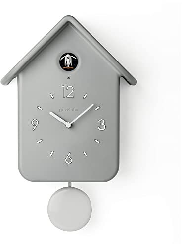 Guzzini - QQ, Kuckucksuhr mit Pendel - Hellgrau, 24,8 x 12 x h39 cm - 16860208, Silber