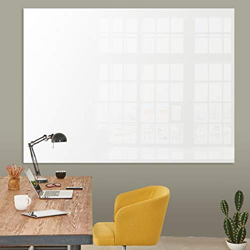 OfficeMarshal Magnettafel Glas 120 x 150 cm schwarz Whiteboard magnetisch, beschreibbar, abwischbar Inkl. 3 Magnete, rahmenloses Magnetwand, Präsentationsboard, Glastafel aus 7mm Sicherheitsglas