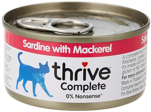 thrive Katze Complete - 100% Katzenvollnahrung Sardine & Makrele in Soße (12-er Pack)