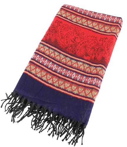 GURU SHOP Weicher Pashmina Schal/Stola, Ethnomuster, Plaid | Warmer Schal, großes Schultertuch, vielseitig einsetzbar, perfektes Wohlgefühl, unisex, ideal für kalte Tage