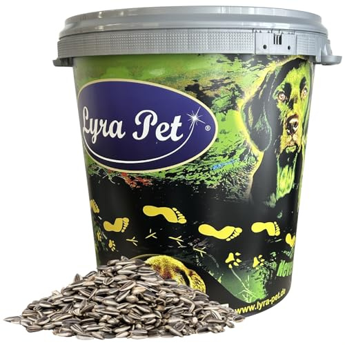 Lyra Pet® 10 kg Sonnenblumenkerne gestreift Deutsche Marke in 30 L Tonne | Wildvogelfutter für Sommer & Winter - Ideal für freilebende Vögel - Ölreiches Streufutter - Kräftige & gesunde Schnäbel