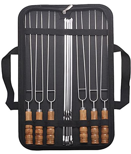 Cabilock 10stücke Holz-spieße Aus Edelstahl Mit Ergonomischem Griff Langer Design Für Grillen Im Außen Und Innenbereich Inklusive Lagerung Tasche Grillwerkzeug Für Camping Und Andere Aktiv