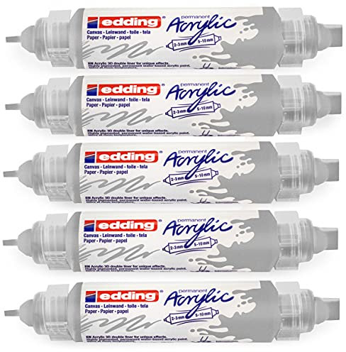 Acrylmarker edding e-5400 3d double liner zilver | 5 stuks